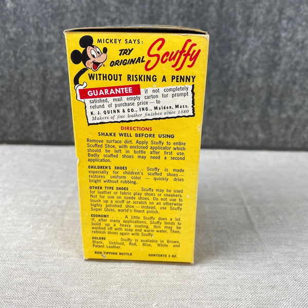 Mickey Mouse Scuffy blue shoe polish bottle, dauber and box - 1950s vintage - NextStage Vintage