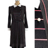 Black striped dress by Sears The Fashion Place - 1970s vintage - size small - medium - NextStage Vintage