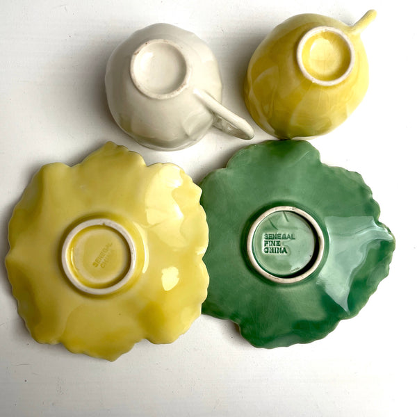 Senegal Fine China flower and leaf demitasse cups - vintage floral china - NextStage Vintage