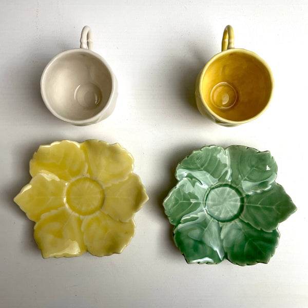 Senegal Fine China flower and leaf demitasse cups - vintage floral china - NextStage Vintage