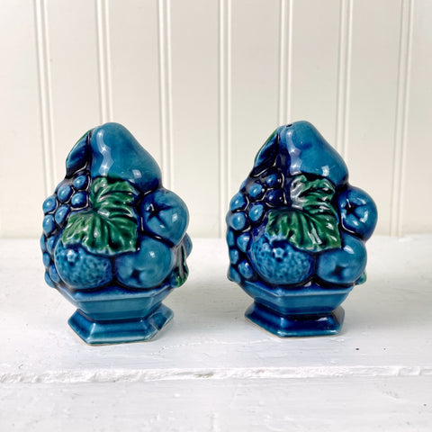 Inarco Blue Mood Indigo fruit bowl salt and pepper shakers - vintage 1960s tableware - NextStage Vintage