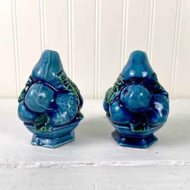 Inarco Blue Mood Indigo fruit bowl salt and pepper shakers - vintage 1960s tableware - NextStage Vintage