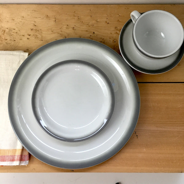 Shenango restaurant ware bread plates - set of 4 - gray rim - 1960s vintage - NextStage Vintage