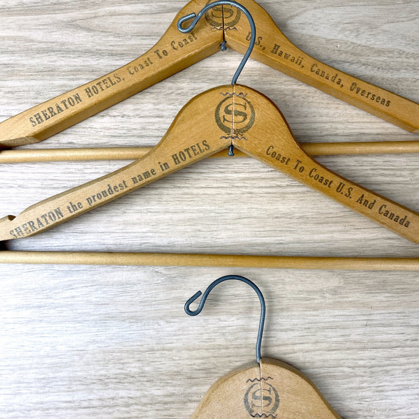Sheraton Hotels wooden printed hangers - set of 3 - vintage advertising - NextStage Vintage