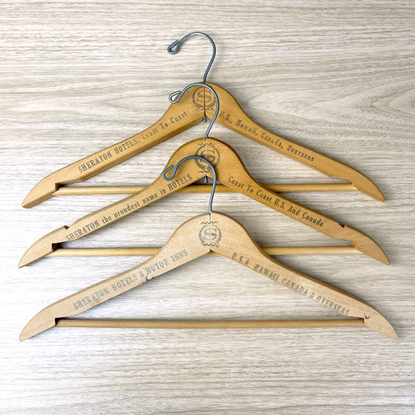 Sheraton Hotels wooden printed hangers - set of 3 - vintage advertising - NextStage Vintage