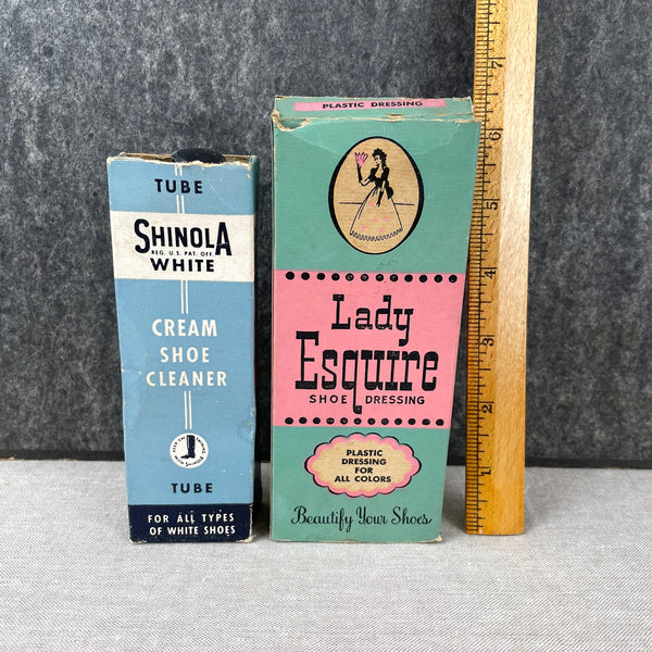Vintage Lady Esquire Shoe Dressing and Shinola Cream Shoe Cleaner - vintage packaging - NextStage Vintage