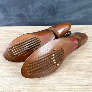 Wooden mens shoe trees - adjustable length for decor or use - NextStage Vintage