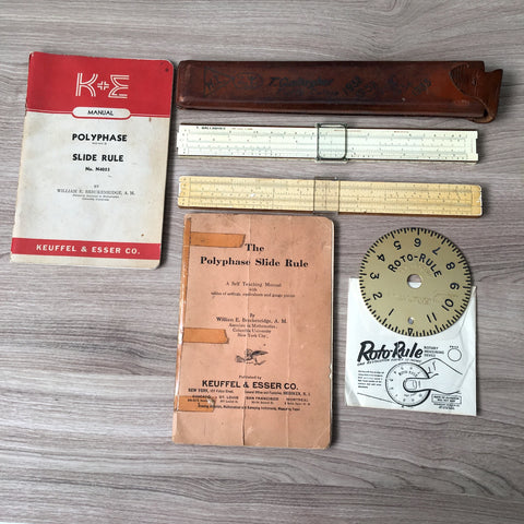 Keuffel & Esser slide rules with book and Paramount Products Roto-Rule - NextStage Vintage