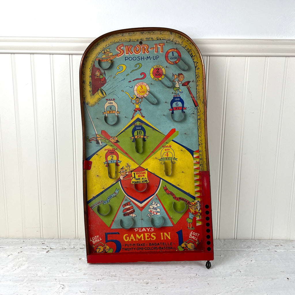 Skor-It Poosh-M-Up 5-games-in-one tabletop pinball / bagatelle game - 1930s vintage - NextStage Vintage