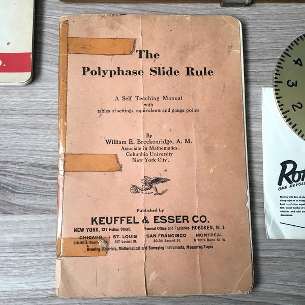 Keuffel & Esser slide rules with book and Paramount Products Roto-Rule - NextStage Vintage