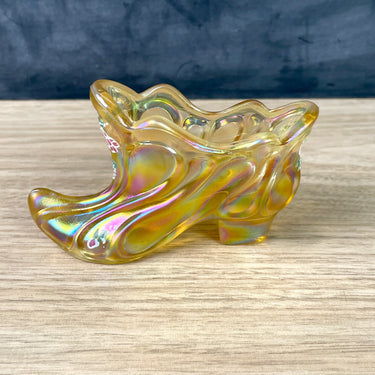 Fenton carnival glass slipper - signed S. Allman - vintage Fenton - NextStage Vintage