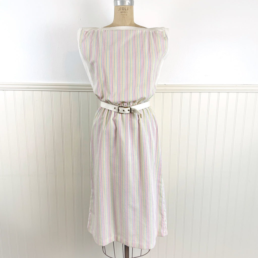 Sprouts by Vicki Vaughn sherbet seersucker stripe sleeveless dress - size  XS - S - 1970s vintage | NextStage Vintage