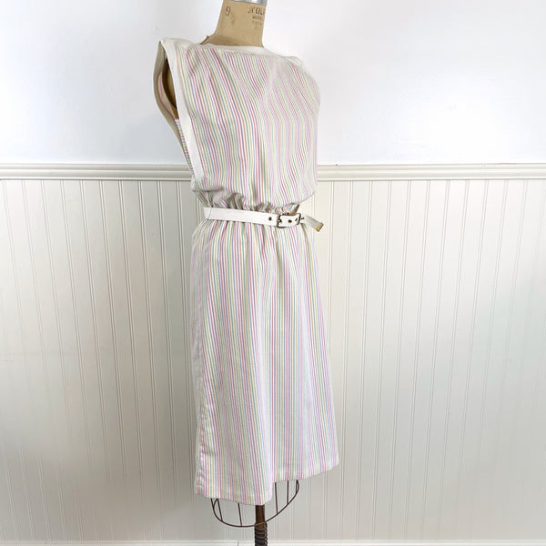 Sprouts by Vicki Vaughn sherbet seersucker stripe sleeveless dress - size XS - S - 1970s vintage - NextStage Vintage