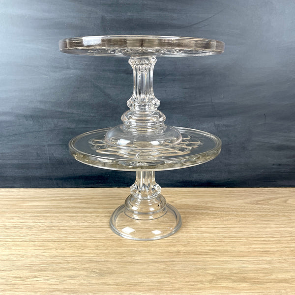 Pair of EAPG cake stands with web pattern - vintage serving pieces - NextStage Vintage