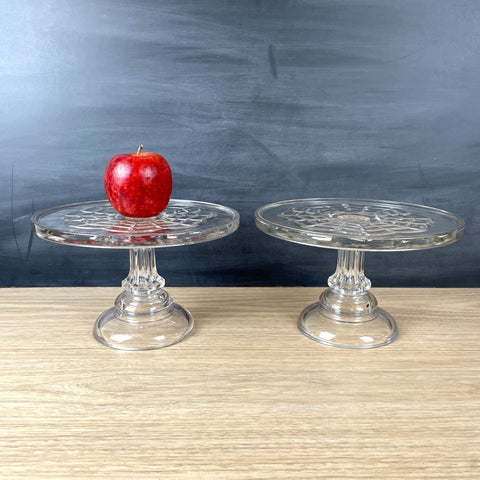 Pair of EAPG cake stands with web pattern - vintage serving pieces - NextStage Vintage