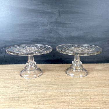 Pair of EAPG cake stands with web pattern - vintage serving pieces - NextStage Vintage