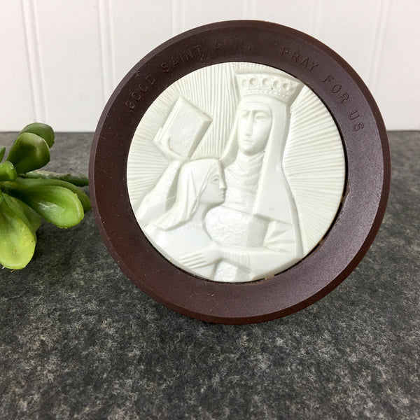 Good Saint Anne Pray for Us plastic art - vintage religious decor - NextStage Vintage