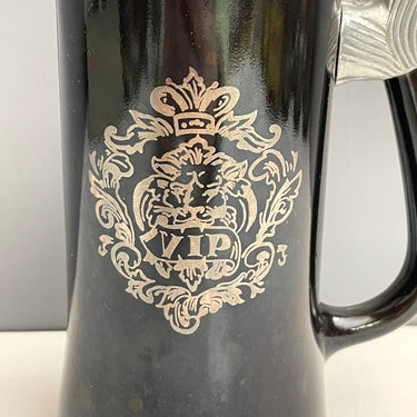 VIP glass stein with pewter lid and kitschy Drunken Sot poem - vintage barware - NextStage Vintage