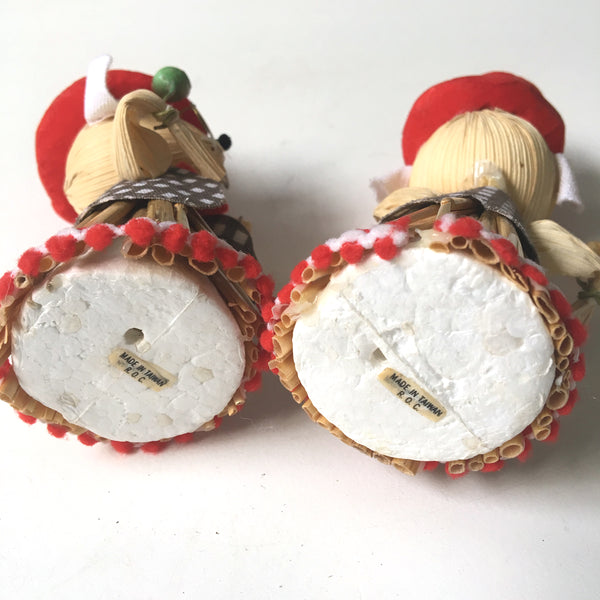 Straw mouse Christmas ornaments - 1980s vintage pair - NextStage Vintage