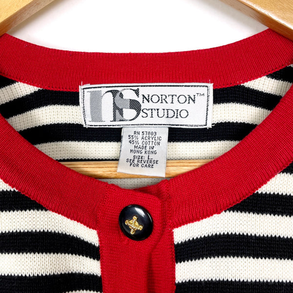 1980s vintage black and white striped sweater jacket - size large - NextStage Vintage