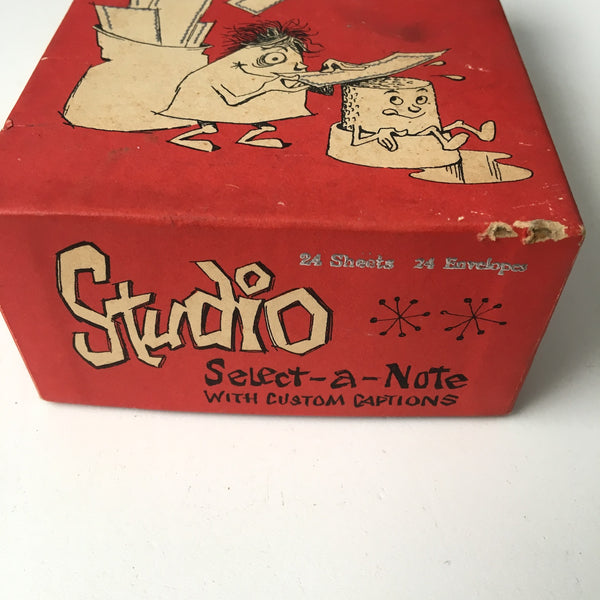 Studio Select-a-Note with custom captions greeting card box - 1970s kitsch greeting cards - NextStage Vintage