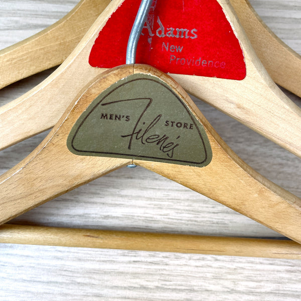 Clothing store labeled wooden suit hangers - set of 6 - vintage advertising - NextStage Vintage