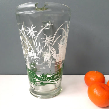 Swan and lily pads pitcher - vintage 1960s Jeanette glassware - NextStage Vintage