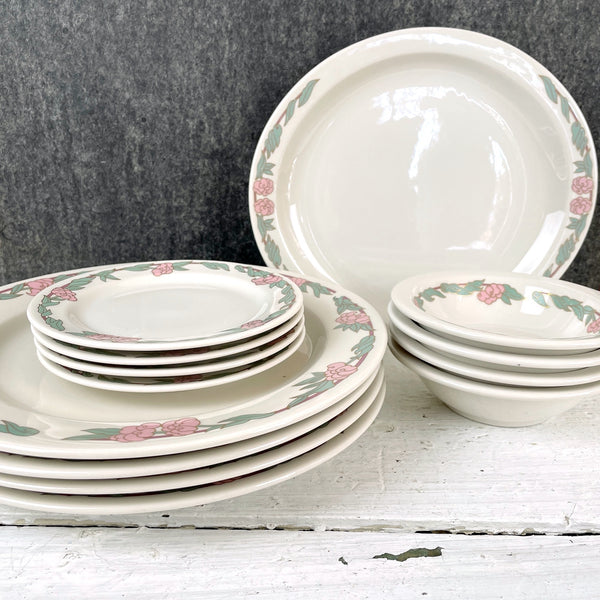 Syracuse China floral restaurant ware china for 4 - 1980s vintage - NextStage Vintage