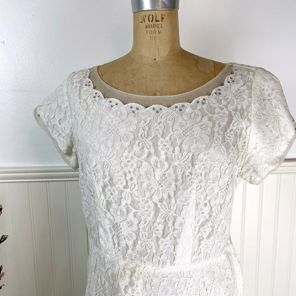 1950s tea length lace wedding gown - size medium - NextStage Vintage