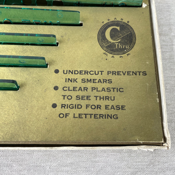 C-Thru lettering guides - boxed set of 6 templates - vintage drafting tools - NextStage Vintage