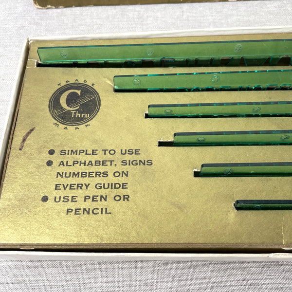 C-Thru lettering guides - boxed set of 6 templates - vintage drafting tools - NextStage Vintage