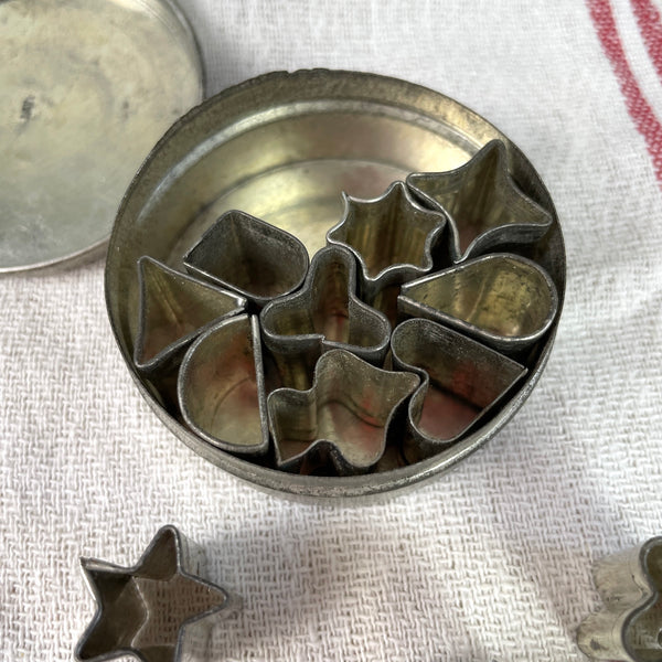 Tiny decorator food cutters - set of 12 in a tiny tin - 1960s vintage - NextStage Vintage