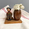 Carved Bavarian boy with a toothpick holder barrel - vintage European carving - NextStage Vintage