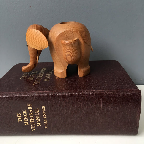 Wooden elephant toothpick holder - vintage entertaining - NextStage Vintage