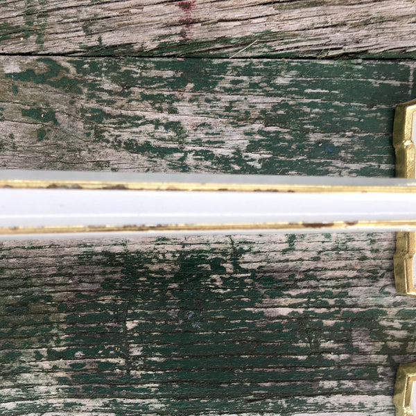 1960s white and gold towel bars - 5 bars, 1 robe hook - vintage hardware - NextStage Vintage