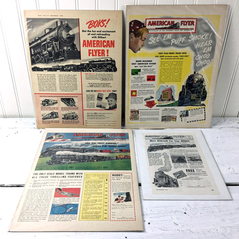 Gilbert American Flyer train advertisements - set of 4 - vintage print ads - NextStage Vintage