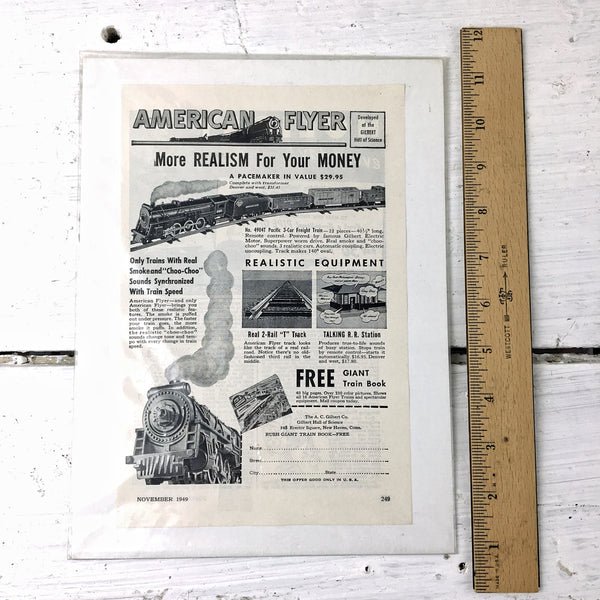 Gilbert American Flyer train advertisements - set of 4 - vintage print ads - NextStage Vintage