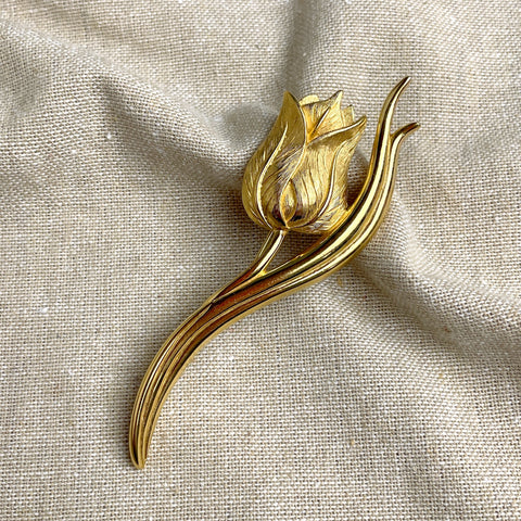 Monet single tulip pin - 1980s floral brooch - NextStage Vintage