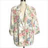 1980s linen blend floral blazer with rolled sleeves - size L - NextStage Vintage