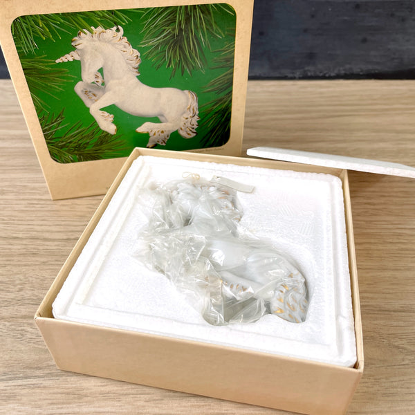 Hallmark porcelain unicorn ornament in box - 1983 vintage - NextStage Vintage
