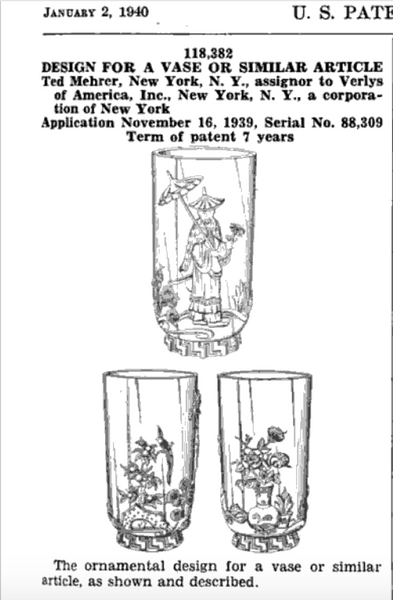 Verlys America Mandarin vase - 1940s Chinoiserie glass - NextStage Vintage