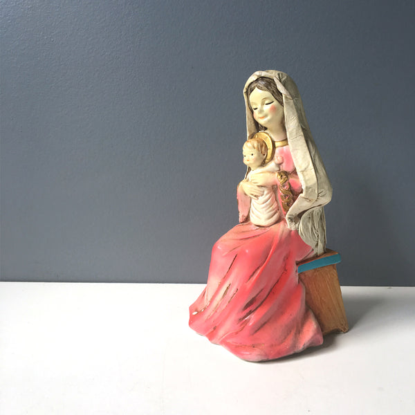 Mother Mary and Baby Jesus paper mache figurine - 1960s vintage - NextStage Vintage