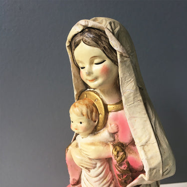 Mother Mary and Baby Jesus paper mache figurine - 1960s vintage - NextStage Vintage
