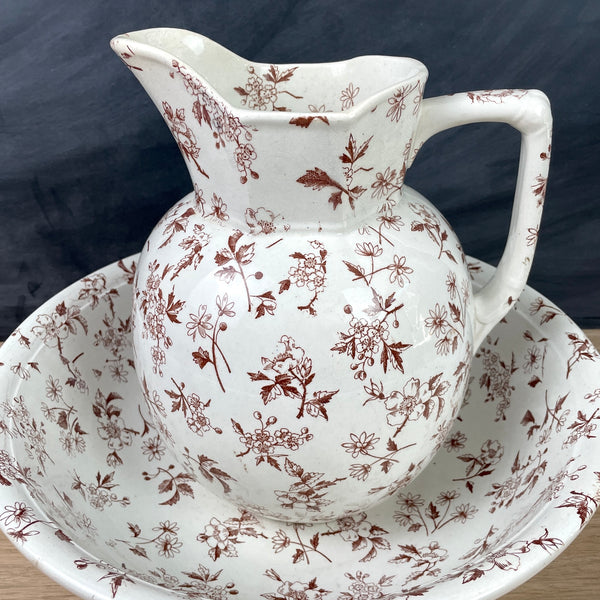 British Anchor Pottery antique transferware wash set - 4 piece set - turn of century - NextStage Vintage