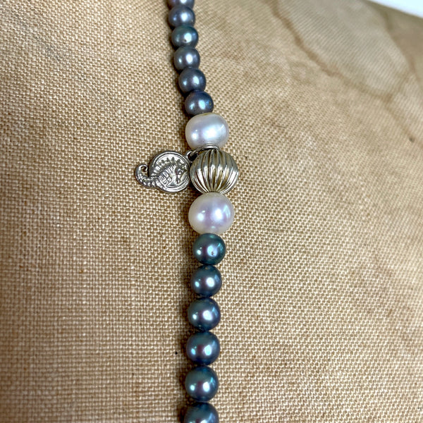 Waterford Carleton sterling and black pearl rope necklace - NWT - 32" - NextStage Vintage
