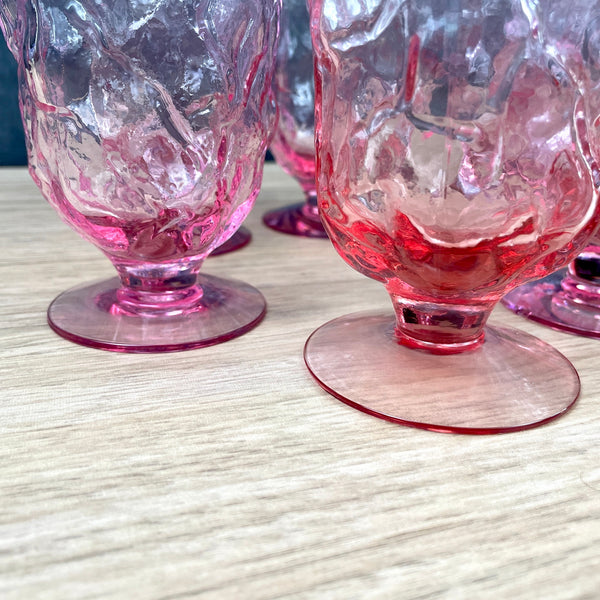 Seneca Driftwood pink footed water glasses - set of 6 - 1970s vintage - NextStage Vintage