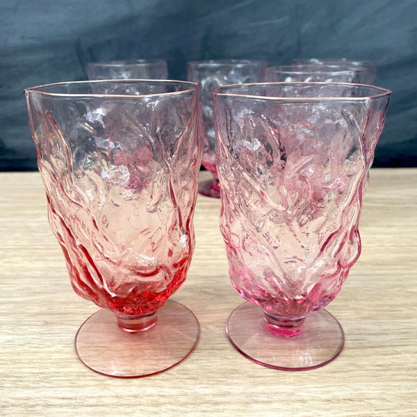 Seneca Driftwood pink footed water glasses - set of 6 - 1970s vintage - NextStage Vintage