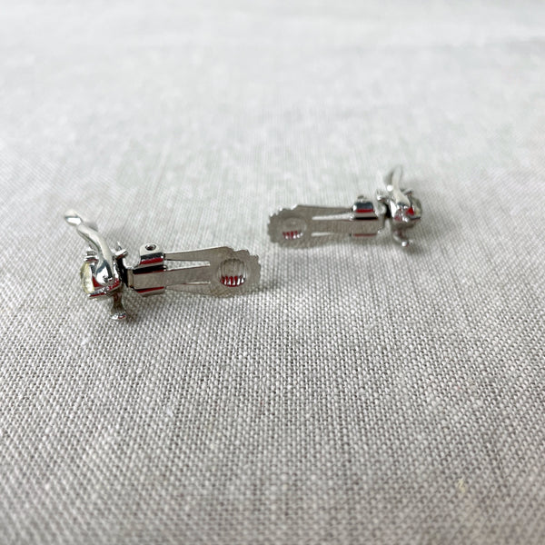 Wishbones with rhinestones clip on earrings - 1960s vintage - NextStage Vintage