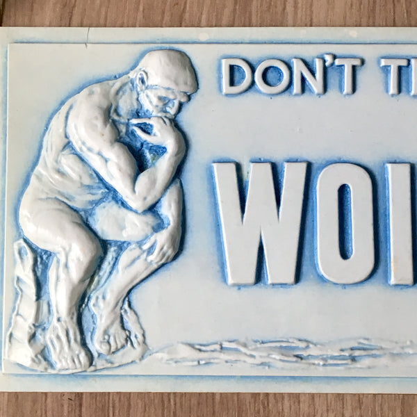 Don't Think, Woik! kitsch postcard - Postplax by Eden Plastics Corp - 1958 molded plastic postcard - NextStage Vintage