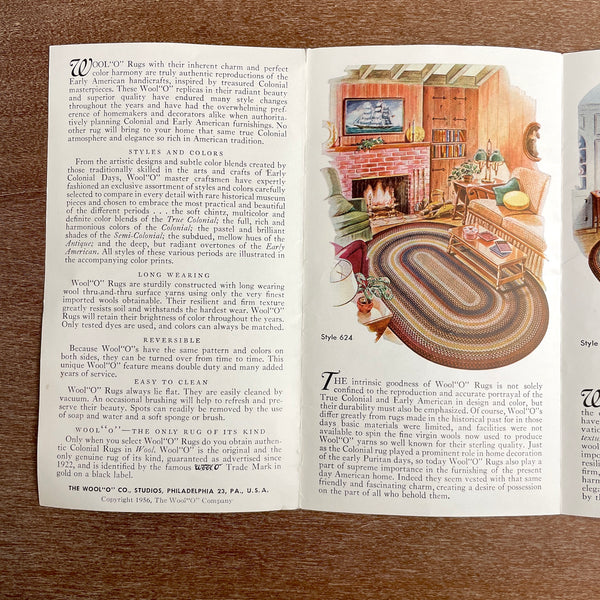 Wool "O" Rugs braided rugs brochure - 1950s home decorating leaflet - NextStage Vintage